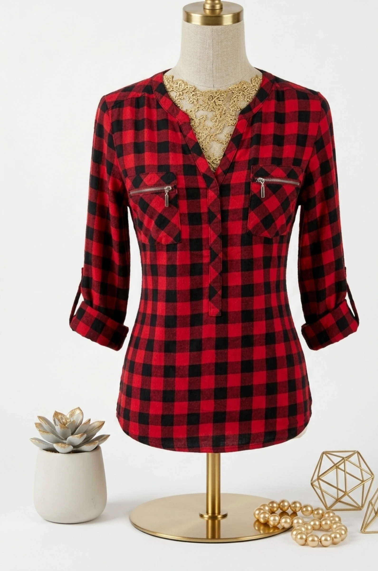 ❤️ blusa xadrez mangas 3/4 mulher T38 ❤️ – photo 4